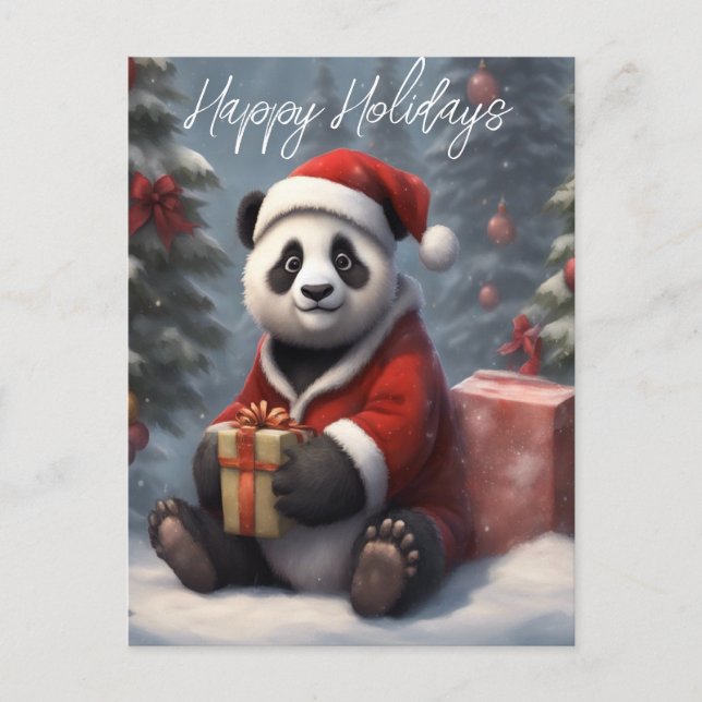 Cartes Pour Fêtes Annuelles Père Noël Panda Bear (Devant)