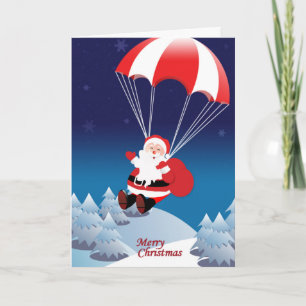 Cartes Pour Fêtes Annuelles Père Noël parachutiste