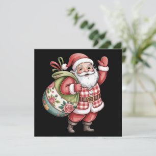 Cartes Pour Fêtes Annuelles Père Noël patchwork Noël Rétro Joyeux Et Lumineux 
