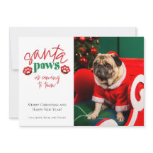 Père Noël Paws arrive à Town Pet Holiday Card