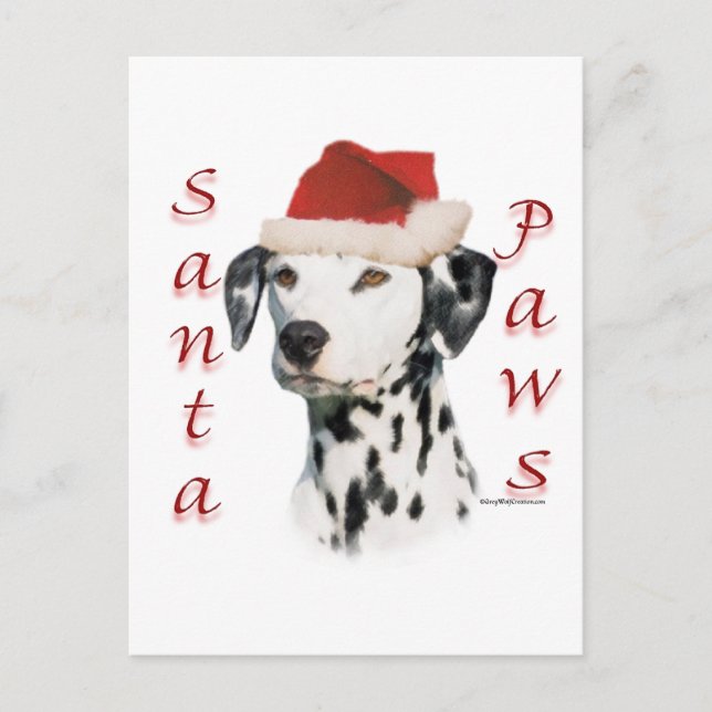 Cartes Pour Fêtes Annuelles Père Noël Paws de Dalmatie noire (Devant)