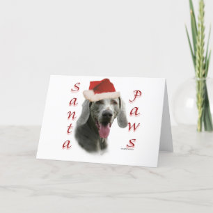 Cartes Pour Fêtes Annuelles Père Noël Paws de Weimaraner