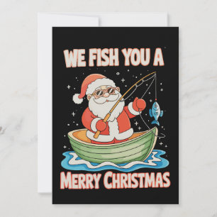 Cartes Pour Fêtes Annuelles Père Noël Pêche Noël Pêcheur de poisson Noël