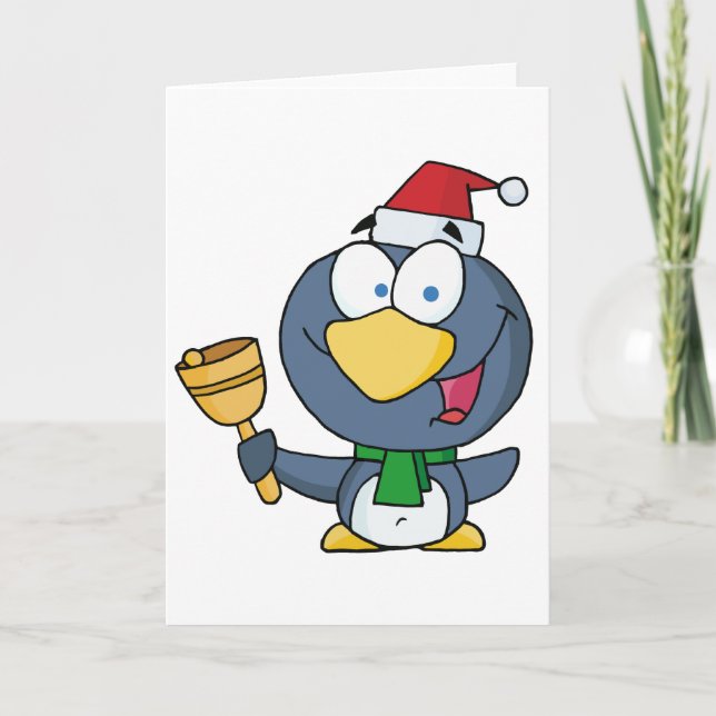 Cartes Pour Fêtes Annuelles Père Noël Penguin avec Jingle Bell (Devant)