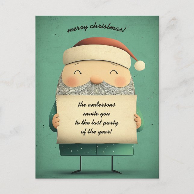 Cartes Pour Fêtes Annuelles Père Noël personnalisable sur dorsale tirée par un (Devant)