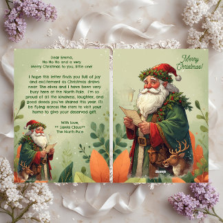 Cartes Pour Fêtes Annuelles Père Noël personnalisé Pôle Nord Renne Vert