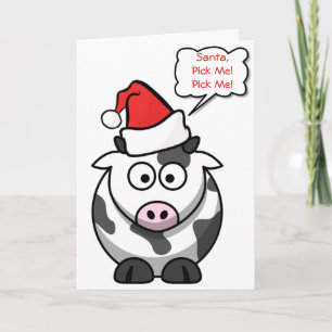 Cartes Pour Fêtes Annuelles père Noël Pick Me Cute Drôle Cartoon Vache Noël