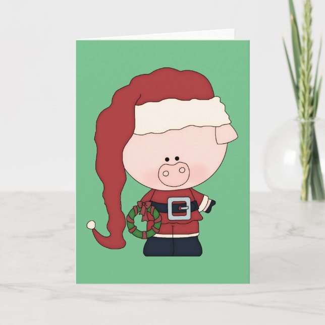 Cartes Pour Fêtes Annuelles Père Noël Pig Claus (Devant)