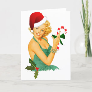 Cartes Pour Fêtes Annuelles père noël pin up