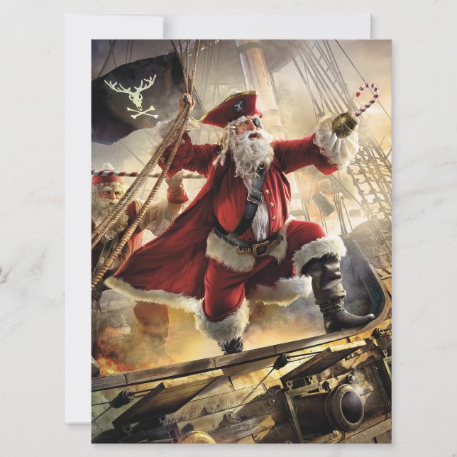Cartes Pour Fêtes Annuelles Père Noël Pirate (Devant)