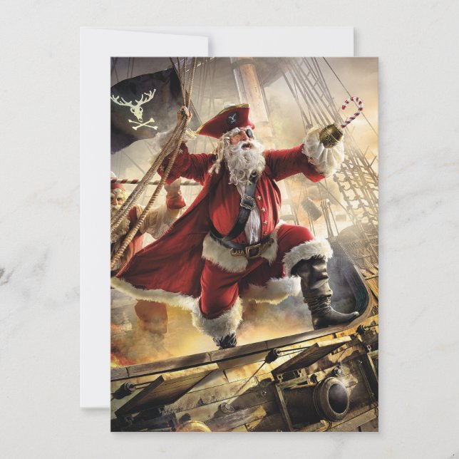 Cartes Pour Fêtes Annuelles Père Noël Pirate (Devant)