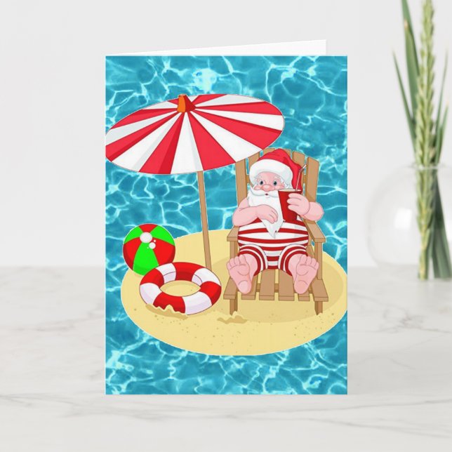 Cartes Pour Fêtes Annuelles Père Noël plage de Noël (Devant)