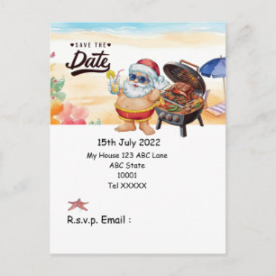 Cartes Pour Fêtes Annuelles PÈRE NOËL Plage d'été Enregistrer la date