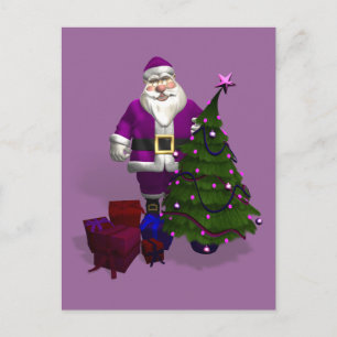 Cartes Pour Fêtes Annuelles Père Noël pourpre