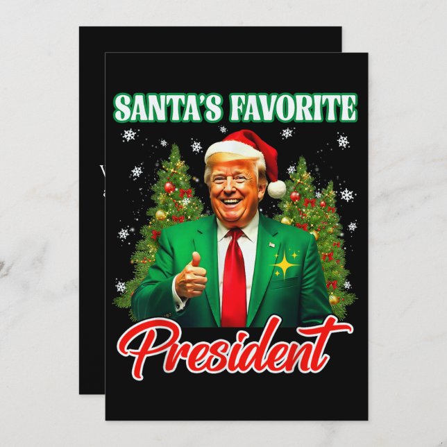 Cartes Pour Fêtes Annuelles Père Noël Président favori | Cadeau de Noël Trump (Devant / Derrière)
