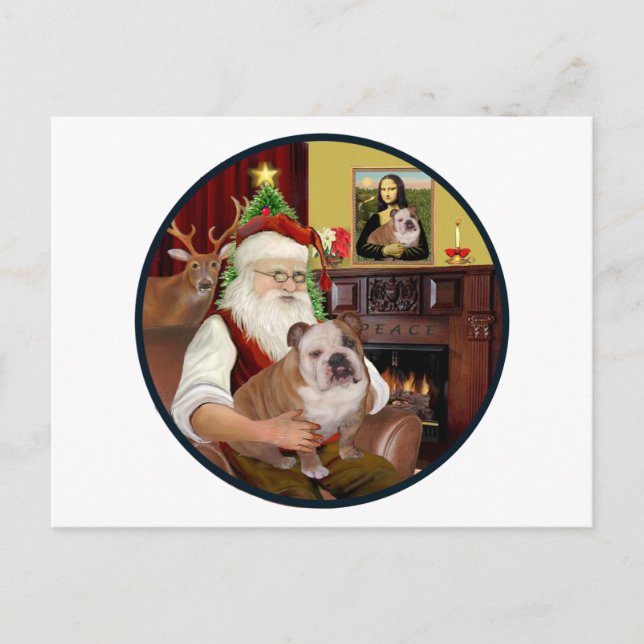 Cartes Pour Fêtes Annuelles Père Noël (R) - Bulldog 1 anglais (Devant)