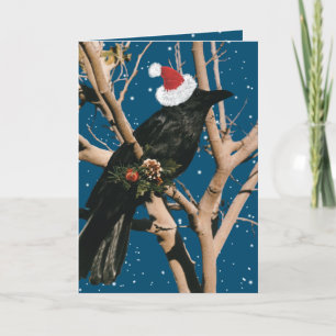 Cartes Pour Fêtes Annuelles père Noël Raven Noël Vacances Nature Bird Crow