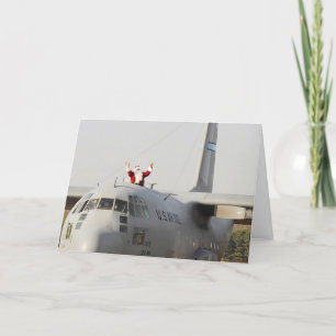 Cartes Pour Fêtes Annuelles Père Noël reçoit une aide d'un C-130
