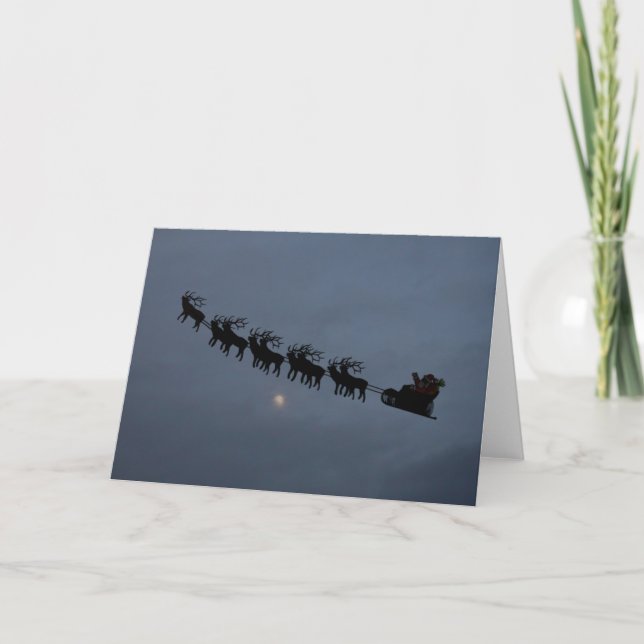 Cartes Pour Fêtes Annuelles Père Noël & Reindeer Silhouette (Devant)
