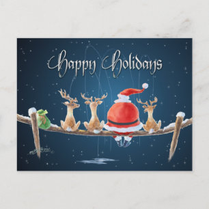 Cartes Pour Fêtes Annuelles père Noël & REINDEER & TEXT par SHARON SHARPE