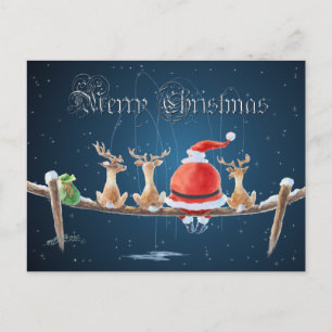Cartes Pour Fêtes Annuelles père Noël & REINDEER & TEXT par SHARON SHARPE