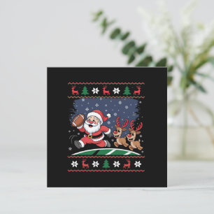 Cartes Pour Fêtes Annuelles Père Noël Renne Joue au Football Américain Noël dé