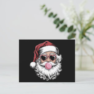 Cartes Pour Fêtes Annuelles Père Noël Rétro Avec Lunettes Soufflant une Bulle 