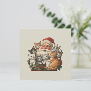 Cartes Pour Fêtes Annuelles Père Noël Rétro & Chatons Noël Hiver 90s