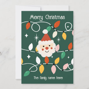 Cartes Pour Fêtes Annuelles Père Noël Rétro Mignon avec Guirlande Lumineuse Ve
