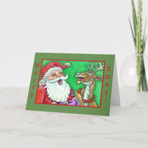 Cartes Pour Fêtes Annuelles PÈRE NOËL RIANT & BLAGUES TOC TOC DES RENNES Coupl