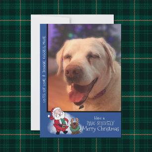 Cartes Pour Fêtes Annuelles Père Noël riant Lab Photo Moderne Animal de Compag