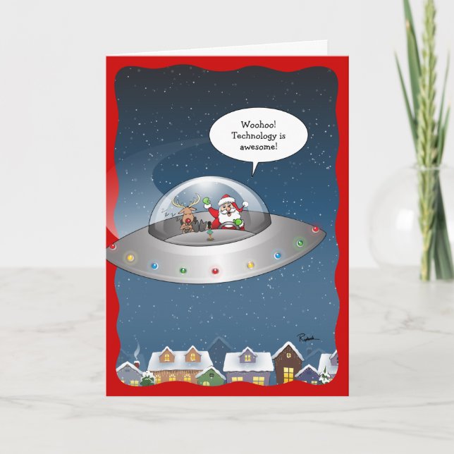 Cartes Pour Fêtes Annuelles Père Noël Rigolo Alien Noël (Devant)