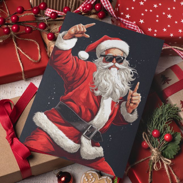 Cartes Pour Fêtes Annuelles Père Noël rockeur dansant (Créateur téléchargé)