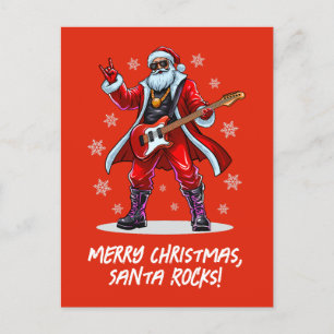 Cartes Pour Fêtes Annuelles Père Noël Rocks ! Funny Père Noël jouant de la gui