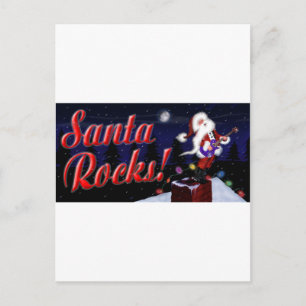 Cartes Pour Fêtes Annuelles Père Noël Rocks Père Noël joue de la guitare sur l