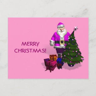 Cartes Pour Fêtes Annuelles Père Noël rose