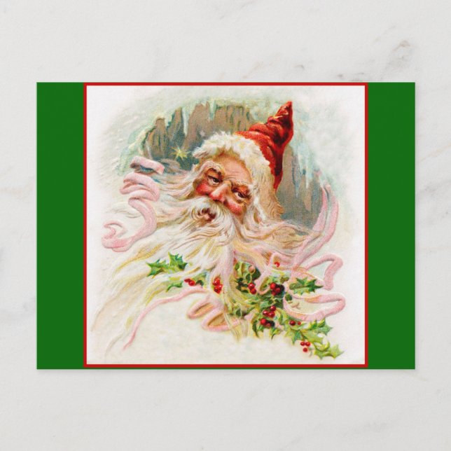 Cartes Pour Fêtes Annuelles Père Noël rose victorienne (Devant)