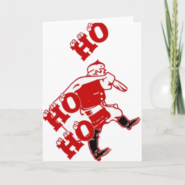 Cartes Pour Fêtes Annuelles Père Noël rouge et blanc Marcher Ho Ho Art Imprime (Devant)