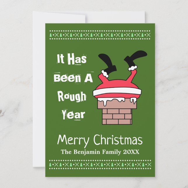 Cartes Pour Fêtes Annuelles Père Noël Rough Année Joyeux Noël (Devant)