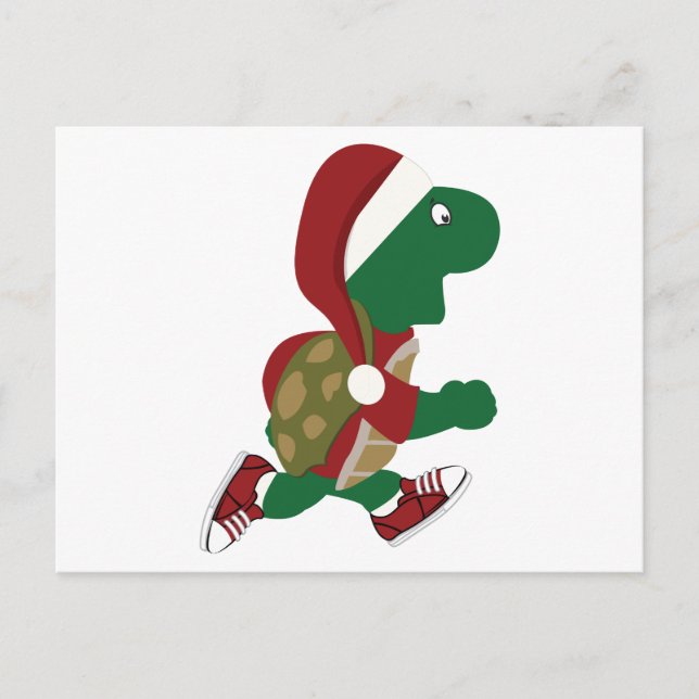 Cartes Pour Fêtes Annuelles Père Noël Running Turtle (Devant)