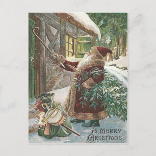 Cartes Pour Fêtes Annuelles Père Noël Sapin de Noël Sac de Jouets Cottage