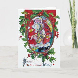 CARTES POUR FÊTES ANNUELLES PÈRE NOËL & SAX, PARTI NOËL