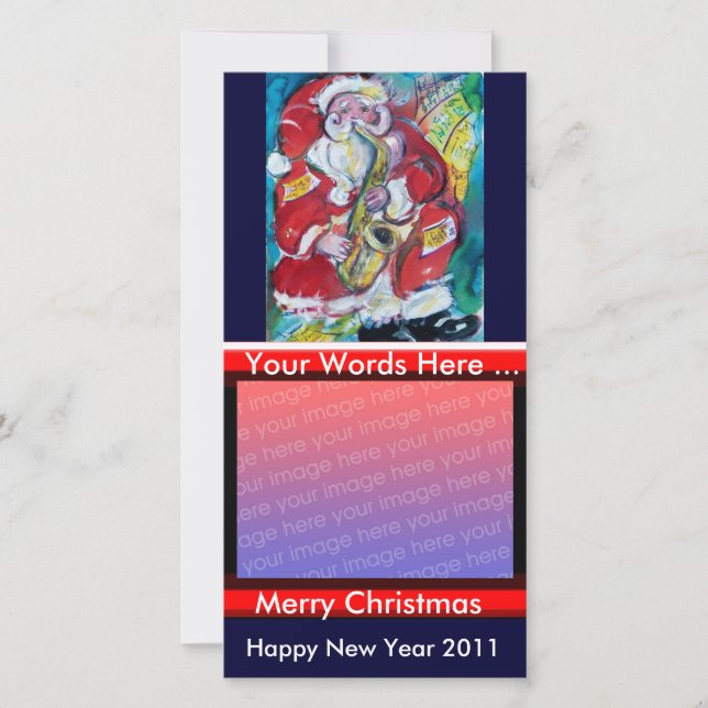 CARTES POUR FÊTES ANNUELLES PÈRE NOËL & SAX, PARTI NOËL (Devant)