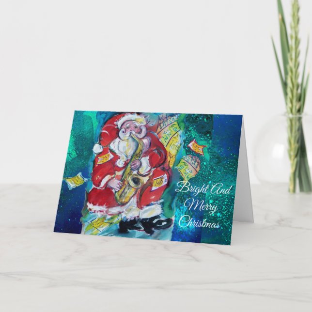 CARTES POUR FÊTES ANNUELLES PÈRE NOËL & SAX, PARTI NOËL (Devant)