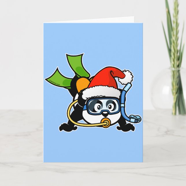 Cartes Pour Fêtes Annuelles Père Noël Scuba Panda (Devant)