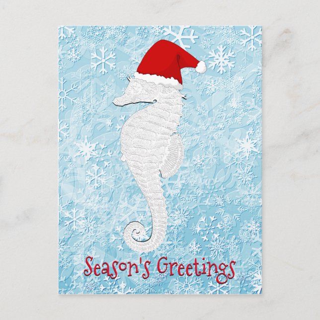 Cartes Pour Fêtes Annuelles Père Noël Seahorse Personnaliser (Devant)