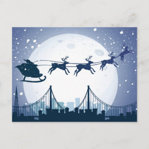 Cartes Pour Fêtes Annuelles Père Noël Skyline Fligh