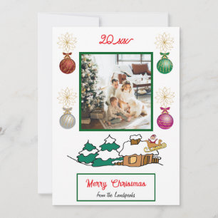 Cartes Pour Fêtes Annuelles Père Noël & Sleigh, Cottage d'hiver Joyeux Noël