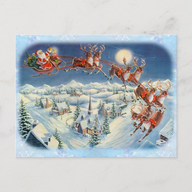 Cartes Pour Fêtes Annuelles PÈRE NOËL, SLEIGH et RENNE par SHARON SHARPE (Devant)