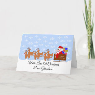 Cartes Pour Fêtes Annuelles Père Noël Sleigh Grandson Noël